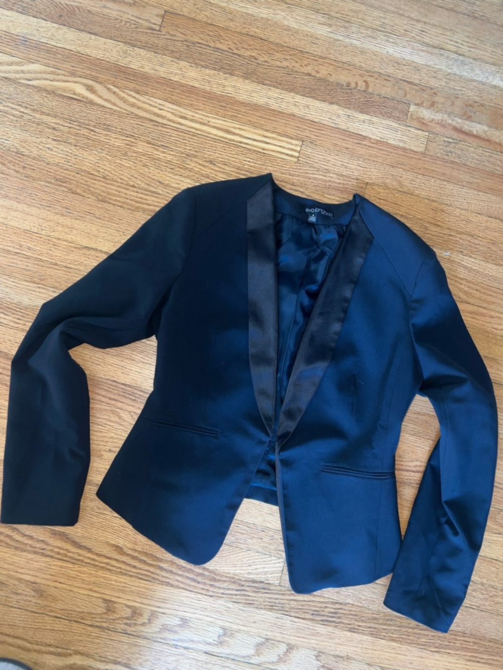 Black Satin-Trim Ponte Blazer